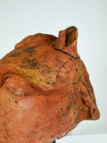 Vintage Terracotta Horse’s Head – Mounted Sculptural Study on Metal Stand