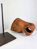 Vintage Terracotta Horse’s Head – Mounted Sculptural Study on Metal Stand