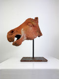 Vintage Terracotta Horse’s Head – Mounted Sculptural Study on Metal Stand