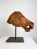 Vintage Terracotta Horse’s Head – Mounted Sculptural Study on Metal Stand