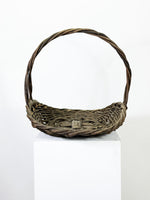 Large Early Vintage Woven Willow Log Gathering Basket