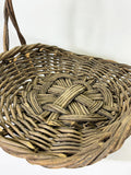Large Early Vintage Woven Willow Log Gathering Basket