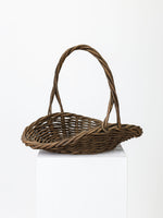 Large Early Vintage Woven Willow Log Gathering Basket