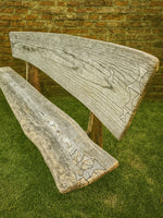 Weathered Rustic Wooden Oak Silvered Garden Bench