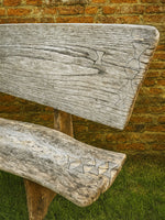 Weathered Rustic Wooden Oak Silvered Garden Bench
