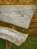 Weathered Rustic Wooden Oak Silvered Garden Bench