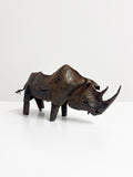 Vintage Metal Rhino Sculpture