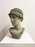 Vintage Classical Garden Weathered Stone Bust Statue