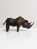Vintage Metal Rhino Sculpture