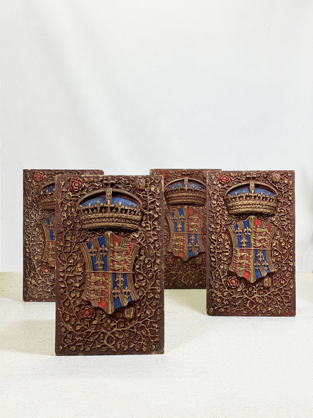 Vintage Heraldic Plaster Royal Coat of Arms & Crown Plaques