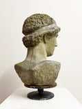 Vintage Classical Garden Weathered Stone Bust Statue
