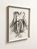 Mid-Century Expressionist Nude Figure Charcoal Study Drawing