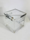 1970's Vintage Italian Clear Lucite Box With Hinged Lid