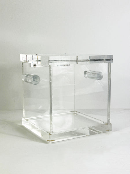1970's Vintage Italian Clear Lucite Box With Hinged Lid