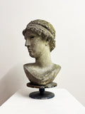 Vintage Classical Garden Weathered Stone Bust Statue
