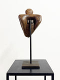 Mid-Century Abstract Carved Wooden Figure Sculpture on Stand