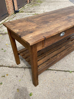Large Pitch Pine Table with Slatted Base