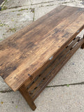 Large Pitch Pine Table with Slatted Base