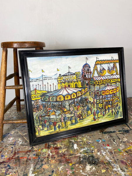 Naive Funfair Oil Painting