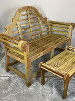 Weathered Lutyens Bench, Cushion & Table