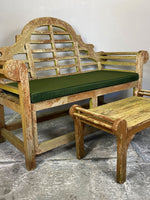 Weathered Lutyens Bench, Cushion & Table