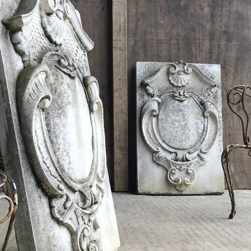 Pair of Weathered Stone Garden Plaques